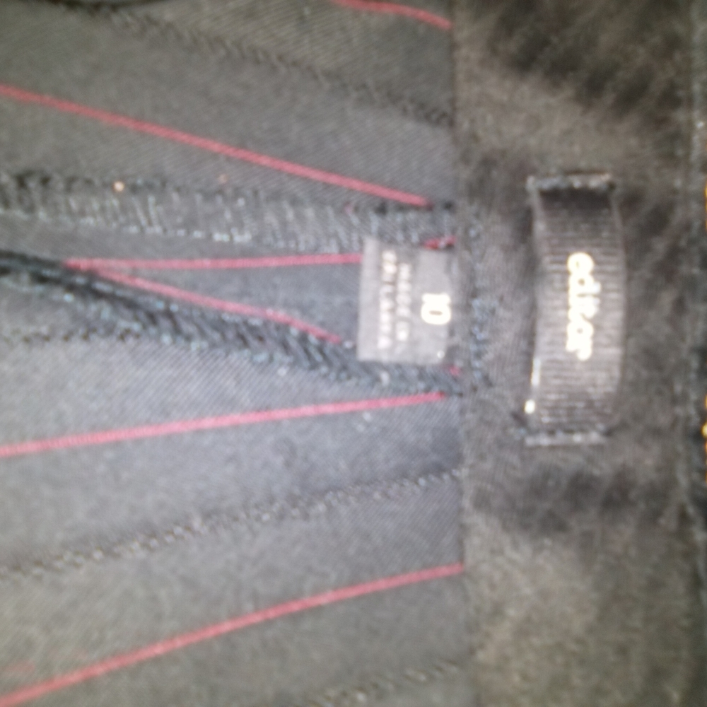 Editer Y2K Corporate Business Goth Black With Red Pinstripes Trousers Size 10 - Picture 6 of 6